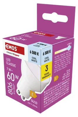 LED žárovka Classic MR16 / GU10 / 7 W  (60 W) / 806 lm / studená bílá