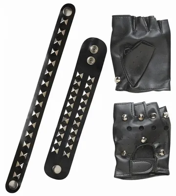 Productafbeelding van Biker-, rocker- en punkset met studs - zwart