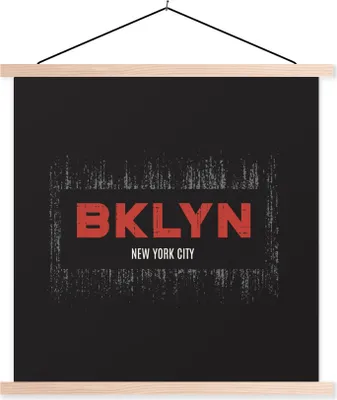 Produktbild von MuchoWow® Textilposter New York - Brooklyn - Rot 120x120 cm mit holzfarbenen Rahmen - Textil-Poster
