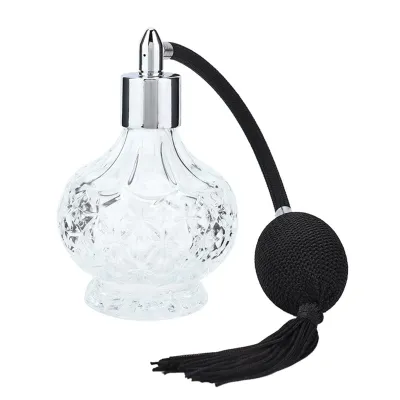 Zdjęcie produktu dla Szklana butelka na perfumy w stylu retro, z możliwością ponownego napełnienia, z frędzelkiem, pusty atomizer, 80 ml