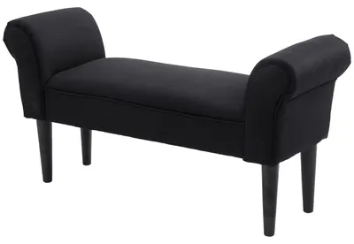 Produktbild von Gepolsterte Bettbank mit gerollten Armlehnen, 102 x 35 x 51 cm, Schwarz