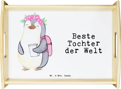 Produktbild von Mr. & Mrs. Panda Serviertablett Pinguin Beste Tochter der Welt - Weiß - Geschenk, Dekotablett, tablett zum servieren, Familie, Mitbringsel, Vater, Mutter, Dankeschön