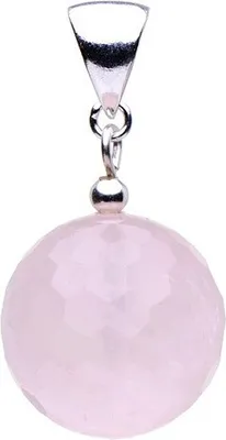 Produktbild von Anhänger aus echtem Rosenquarz & 925er Silber Kugel Ø16mm rose facettiert Damen