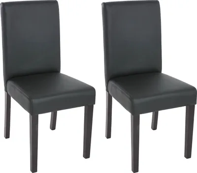Produktbild von 2er-Set Esszimmerstuhl Stuhl Küchenstuhl Littau  Kunstleder, schwarz matt, dunkle Beine