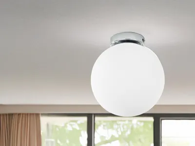 Produktbild von Kleine LED Deckenleuchte 1-flammig Kugellampe mit Glaskugel weiß Flurlampe Ø15cm