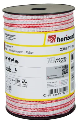 Produktbild von horizont Weidezaunband hotshock® T12 - TBmax | 250 m | 12 mm | 4 Leiter