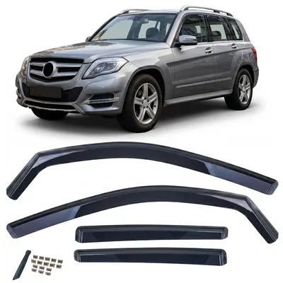 Image de Pare-vent, déflecteur de pluie, protection contre le vent, couleur noire, pour Mercedes-Benz GLK X204, modèles de 2008 à 2015