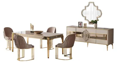 Produktbild von Esszimmermöbel Essgruppe 7tlg Esstisch Stühle Sideboard Beige Tisch