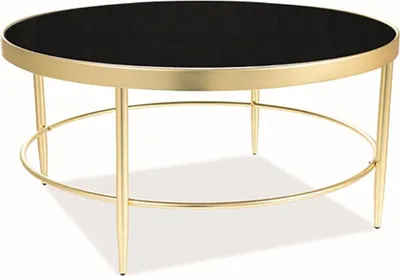 Image de Table basse Mystic B, table de salon 82 x 82 x 40 cm, noir et or
