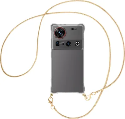 Produktbild von Handykette Backcover-Schutzhülle mit Band (Metall goldfarben) für Nubia Z70 Ultra 5G - goldfarbene Snake-Kette