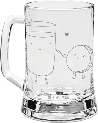 Produktbild von Mr. & Mrs. Panda Krug Milch Keks - Transparent - Geschenk, Bierkrug Mit Gravur, Kaffee, Lustige Sprüche, Kekse, graviert, Seidel, Einladung Frühstück, Humpen, Cookie