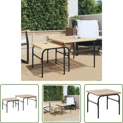 Produktbild von The Living Store Outdoor-Satztische 2 Stk. Braun und Schwarz Stahl