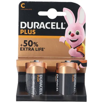 Obrázek produktu pro Duracell Plus, Baterie na jedno použití, C, Alkalický, 1,5 V, 2 kusů, Černá, Zlato