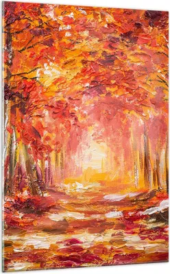 Produktbild von Bilder auf glas - Einteilig - Herbst Wald Rot - 70x100cm - Glasbilder - Wandbilder - Bilder - zum Aufhängen bereit - Wanddekoration aus Glas - Glas Bilder - Wandbild auf Glas - GPA70x100-4238