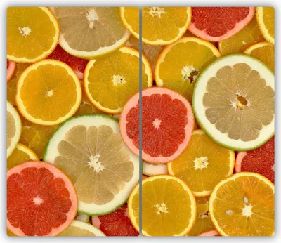 Produktbild von Tulup Glas-Herdabdeckplatte - 2x30x52cm - Glaskeramikkochfeld-Abdeckung Spritzschutz Zweiteilig Zitrusfrüchte
