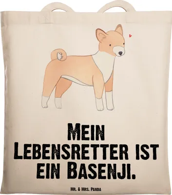 Produktbild von Mr. & Mrs. Panda Tote Bag Basenji Lebensretter - Transparent - Geschenk, Tasche, Kongo-Terrier, canvas, Tragetasche, dokumententasche, Jutebeutel