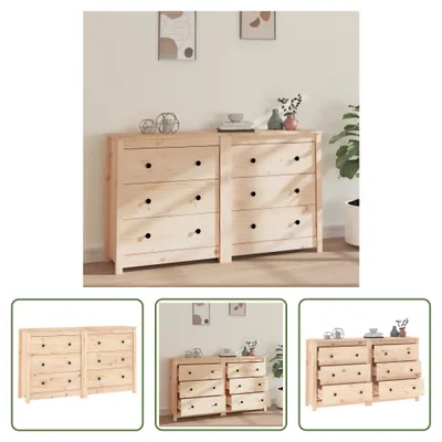 Produktbild von The Living Store Sideboard 140x35x80 cm Massivholz Kiefer