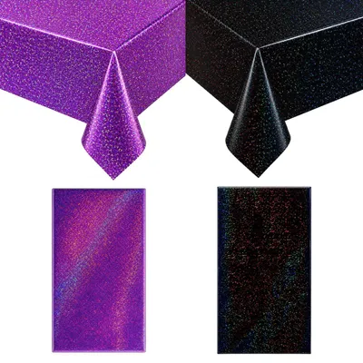 2 Paillettentischdecken, holografisch, 135 x 270 cm, wasserdicht
