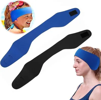Produktbild von Zwei Schwimmhauben für Erwachsene, elastische Neopren-Haube, ohrschützende Haube, blauw-zwart, M-Größe