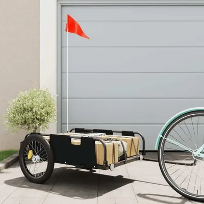 Immagine prodotto di Maison Exclusive - Rimorchio per bicicletta, nero, realizzato in tessuto Oxford e ferro