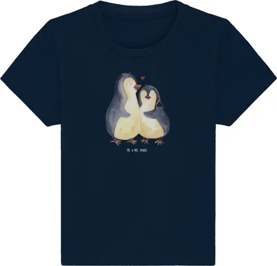 Produktbild von Mr. & Mrs. Panda  T-Shirt Pinguin umarmen 24. - 36. Monat - French Navy - Geschenk, Verknallt, glücklich, Hochzeit, Babyshirt, Baby Oberteil, Hochzeitsgeschenk, Shirt