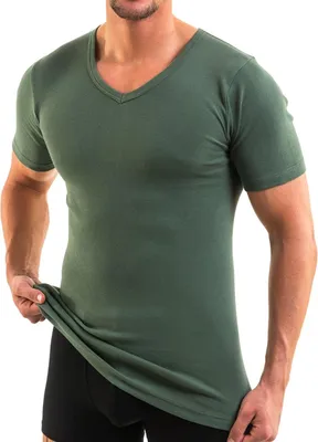 Produktbild von HERMKO 64880 Herren Business Funktionsshirt mit V-Neck, Größe:D 4 = EU S, Farbe:olive