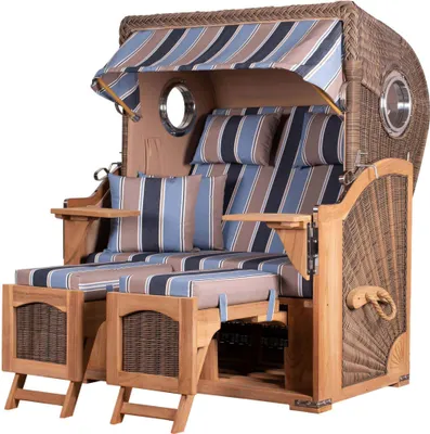 Produktbild von Strandkorb-Set - bene living - Ammersee Teak - PE grau- Modell 580 - inkl. Liftersystem