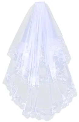 Obrázok produktu pre Svadobný závoj pre ženy, 2 vrstvy, čipka, tyl, exkluzívny, elegantný, lesklý, trblietavý, flitre, svadobný závoj, s hrebeňom, biely