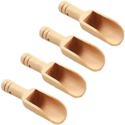 Produktbild von 4 kleine houten theelepels - met ronde handvatten - mini lepels - voor kruiden, suikerscrubs, kookgerechten - houtkleur