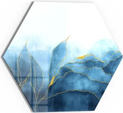 Produktbild von DEQORI Glasbild Echtglas 40x35 cm 'Blauer Wasserfarbverlauf' Wandbild Bild modern Deko