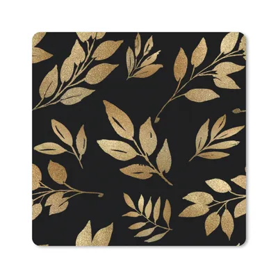 Produktbild von MuchoWow® Mauspad Mousepad Muster - Gold - Blätter 20x20 cm - Mousepads - Maus Mat - Pad - Mausunterlage - Desk Mat - Bureauartikeln