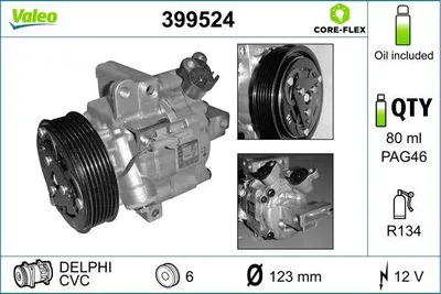 Produktbild von VALEO 399524 CVC Klimaanlage Klimakompressor PAG 46 R134a für OPEL Corsa C Schrägheck (X01)