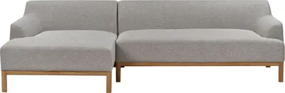 Produktbild von BELIANI 3-Sitzer Ecksofa Grau Stoffbezug mit Chaiselounge Rechts Armlehnen Niedrige Rückenlehne Tiefe Sitzfläche Hohe Holzbeine Skandi Wohnzimmer