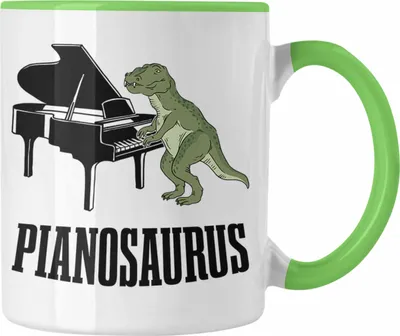 Produktbild von Trendation - Pinaosaurus Piano-Spieler Tasse Geschenk Klavier Kaffee-Becher (Grün)