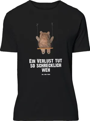 Produktbild von Mr. & Mrs. Panda Größe L T-Shirt Bär Schaukel - Schwarz - Geschenk, Teddy, Tshirt, Shirt, mit Spruch