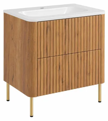 Produktbild von Badezimmerschrank 60, Craft-Eiche, mit Waschbecken, Beine gold, 60, 7 x 44, KI-generiertes Bild