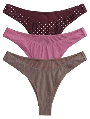 Produktbild von THE SET Damen Bikinihose mit hohem Beinschnitt, 3er-Pack