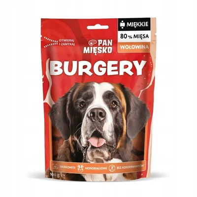 Zdjęcie produktu dla Przysmak dla psa Pan Mięsko Burgery Wołowina 100g