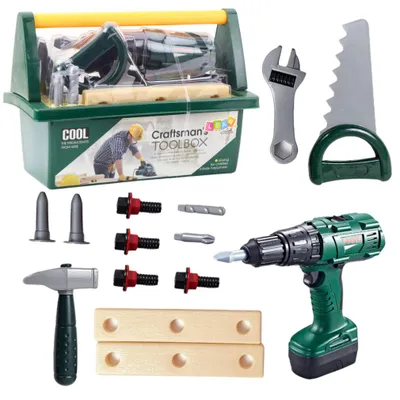 Produktbild von Lean Diy-Werkzeugkasten-Set Akkuschrauber 14 El.