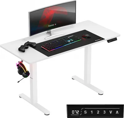 Produktbild von Huzaro Hero 8.2 | Tisch Elektrisch Computertisch Bürotisch Schreibtisch Stehtisch 120 x 60 cm Höhenverstellbarer | Stufenlos verstellbar | Weiß