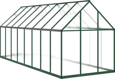 Produktbild von vidaXL Gewächshaus mit Fundamentrahmen Grün 445x169x195 cm Aluminimum