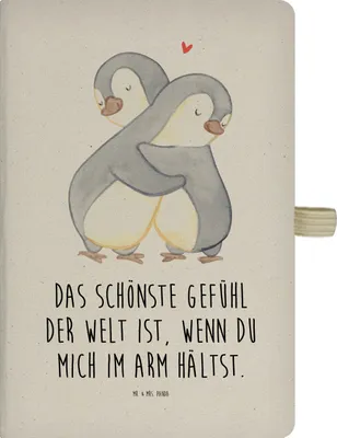 Produktbild von Mr. & Mrs. Panda notizbuch Pinguine Kuscheln - Transparent - Geschenk, Skizzenbuch, Kladde, Valentinstag, Freundin, Journal, Mitbringsel, Hochzeitstag, Tagebuch, Freund