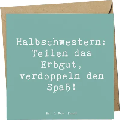 Produktbild von Mr. & Mrs. Panda Grußkarte Spruch Halbschwester Freude - Meeresbrise - Geschenk, Glückwunschkarte, humorvolle Sprüche, Klappkarte, anlasskarte, Geschenke, Familiendynamik