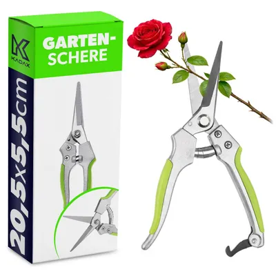 Produktbild von KADAX Rosenschere aus Kohlenstoffstahl, Trimmschere, Präzise Gartenschere mit 65 mm schlanker Klinge, Blumenschere, Pflanzenschere mit rutschfestem Griff, Ernteschere