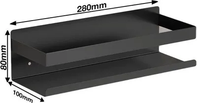 Immagine prodotto di Boracay Mensola da doccia da parete in metallo nero 28 cm