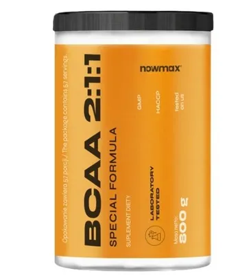 Produktbild von nowmax® BCAA 2:1:1 800 g Aminosäuren Pulver Erdbeer Geschmack