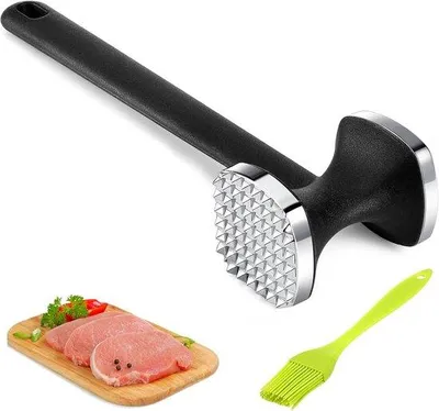 Zdjęcie produktu dla Młotek do mięsa dwustronny - do rozbijania kotletów - do zmiękczania mięsa (steków, kurczaka, wołowiny) - można myć w zmywarce