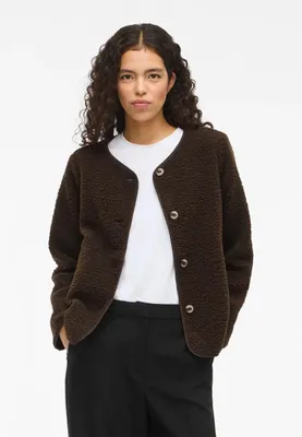 Produktbild von VILA Teddyjacke Knopflose Rundhalsausschnitt Eingrifftaschen Größe: 38