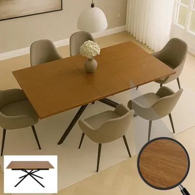 Produktbild von Esszimmertisch MCW-O57, Ausziehtisch Esstisch, Eisen MDF ausziehbar 160-200x90cm  Walnuss-Optik