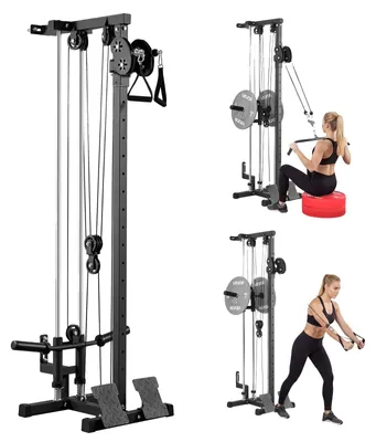 Produktbild von VEVOR LAT-Zugmaschine, 3-in-1 Ruder-Kabelmaschine, Kabelmaschinen für das Home Gym mit 18-stufiger Höhenverstellung, Wandmontage, Belastung 227 kg Lat-Turm für Ganzkörper-Workouts, Einarmtraining